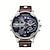 זול שעוני קוורץ-שעון גברים אופנה מזדמן חוגה גדולה חגורת אזור זמן כפול שעון יד לגברים