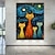 halpa Eläintaulut-käsikaveri öljymaalaus kangasseinä taidekoristeabstrakti veitsi maalausvan gogh tyyli tähtikirkas kissa kodin sisustukseen rullattu kehyksetön venyttämätön maalaus