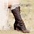 abordables años 1930-Botas vintage de cuero marrón hasta la rodilla para mujer con detalles de botones y tacón en bloque: perfectas para aventuras al aire libre y un estilo country chic
