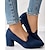 cheap Women&#039;s Heels-Women&#039;s Heels Pumps Slip-Ons Plus Size Wedding Party Office Solid Color Block Heel Round Toe Elegant Vintage Fashion PU Loafer Black Blue
