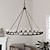 billige Lanternedesign-sort lysekrone 20 lys til stue 100cm rund rustik industriel hængende lysekrone til spisestue foyer gang køkkenø 110-240v