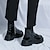 abordables Bottes de combat-Homme Bottes Chaussures à carreaux de style britannique Bottes de mode Décontractées Britanique du quotidien Cuir Verni Confortable Antidérapantes Bottine / Demi Botte Lacet Noir Automne Hiver
