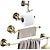 abordables Sets de accesorios de Baño-Toallero de latón antiguo, juego de accesorios de baño montado en la pared vintage para taladrar la pared de la ducha, estilo retro de casa de campo, ganchos para toallas, soporte para papel higiénico