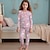 voordelige 3D-pyjama voor meisjes-Voor meisjes 3D Bloemig Pyjamaset Roze Lange mouw 3D-afdrukken Herfst Winter Actief Modieus leuke Style Polyester Kinderen 3-12 jaar Strakke ronde hals Huis Causaal Voor Binnen Normale pasvorm