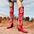 cheap Cowboy &amp; Western Boots-Women&#039;s Boots Cowboy Boots Party Embroidered Over The Knee Boots Thigh High Boots Winter Embroidery Chunky Heel Pointed Toe Bohemia PU Zipper Pink Red Brown