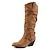 billiga Slouch Boots-Dam Stövlar Slouchy stövlar Utomhus Dagligen Ensfärgat Knähöga Stövlar Spänne Bastant klack Rundtå Vintage Ledigt Imitationsläder Svart Brun Kaki