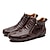ieftine Încălțăminte manuală pentru bărbați-Bărbați Cizme Retro Pantofi lucrați manual Căptușeală de Lână Plimbare Afacere Casual În aer liber Zilnic Piele Cald Cizme Medii Fermoar Negru Maro Toamnă Iarnă