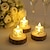 abordables Bougies lumineuses-24 bougies électroniques à LED, mini bougies chauffe-plat à projection de halo de réfraction à motif de rose, bougies sans flamme à LED alimentées par batterie pour la Saint-Valentin, Noël, les
