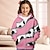 cheap Girl&#039;s 3D Outerwear-Girls&#039; 3D Leopard Multi Color Hoodie Coat Outerwear Pink Long Sleeve 3D Print Fall Winter Active Fashion Cute Polyester Kids 3-12 Years Outdoor Casual Daily Regular Fit