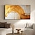 cheap Abstract Paintings-Handmade Oil Painting Canvas Wall Art Decor Original Skiing Gold Texture for Home Decor With Stretched Frame/Without Inner Frame Painting