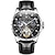 levne Mechanické hodinky-OLEVS Muži mechanické hodinky Luxus Velký ciferník Módní Obchodní Kostra Tourbillon Zobrazení fáze měsíce Svítící Slitina Kůže Hodinky
