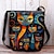 cheap Graphic Print Bags-Women&#039;s Crossbody Bag Shoulder Bag Fluffy Bag Polyester Outdoor Daily Holiday Print Large Capacity Lightweight Durable Cat Character Black Red Blue