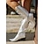 levne Cowboy &amp; Western Boots-Dámské Boty Kovbojské boty Větší velikosti Pracovní boty Venkovní Práce Denní Pevná barva Výšivka Boty do lýtka Zima Kačenka Oblá špička Vinobraní Módní Klasické PU Zip Stříbrná Černá Bílá