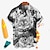 billiga hawaiianska lapelskjortor för män-Herr Skjorta Hawaii skjorta Djur Katt Grafiska tryck Nedvikt Blå Grå Gata Ledigt Kort ärm Mönster Button-Down Kläder Tropisk Mode Hawaiisk Designer