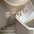 tanie Żyrandole wyjątkowe-żyrandol led kryształowy liść klonu projekt 4/5/6/12-światła z możliwością przyciemniania światła do montażu podtynkowego kręcone schody długi żyrandol willa oświetlenie schodów żyrandol duplex