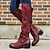 cheap Women&#039;s Boots-Women&#039;s Boots Plus Size Outdoor Daily Solid Color Knee High Boots Winter Block Heel Chunky Heel Round Toe Vintage Casual Minimalism Faux Leather PU Zipper Red Purple Brown