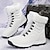 cheap Snow &amp; Winter Boots-Women&#039;s Boots Snow Boots Waterproof Boots Plus Size Daily Solid Color Fleece Lined Booties Ankle Boots Winter Flat Heel Round Toe Casual Comfort PU Elastic Band Wine Black White