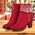 cheap Ankle Boots-Women&#039;s Boots Valentines Gifts Heel Boots Daily Solid Colored Booties Ankle Boots Winter Rhinestone Chunky Heel Pointed Toe Vintage Comfort Suede Black Red Blue
