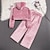 cheap Sets-2 Pieces Kids Girls&#039; Solid Color Pocket Pants Suit Set Long Sleeve Active School 7-13 Years Spring Pink