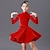 preiswerte Kleidung für lateinamerikanische Tänze-Latein-Tanz Tanzkleidung für Kinder Kleid Plissee Pure Farbe Farbaufsatz Mädchen Leistung Ausbildung Langarm Polyester velvet