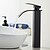 billiga Badrumshandfat-svart tvättställsblandare för kärl, vattenfall centerset enkelhandtag ett hål hög kärl badkranar i rostfritt stål