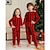 voordelige Pyjama&#039;s-Familie-look Pyjama  Katoen Ruitjes Geruite pyjama School Afdrukken Rood Lange mouw Mama En Ik Outfits Actief Bijpassende outfits