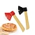 baratos Utensílios &amp; Aparelhos de Cozinha-Cortadores de pizza tipo machado com alças de bambu e lâminas giratórias afiadas roda de cortador de pizza para bolos de pão de pizza