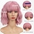 abordables Pelucas sintéticas de moda-Peluca rosa con flequillo corto bob ondulado pelucas de color rosa pastel para mujeres pelucas rizadas hasta los hombros bob pelucas sintéticas de aspecto natural para niñas uso diario