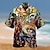 voordelige kampoverhemden voor heren-Voor heren Overhemd Hawaiiaans overhemd Grafische prints Adelaar Amerikaanse vlag Strijkijzer Zwart Zwart / groen Geel Lichtgroen Zwart / Bruin Casual Hawaii Korte mouw Afdrukken Button-omlaag Kleding