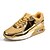 abordables Baskets femme-chaussures de course métalliques dorées pour femmes avec semelle à coussin d'air pour le sport et la mode