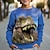 billiga pojkar 3d huvtröjor och tröjor-Pojkar 3D Dinosaurie Tröja Pullover Långärmad 3D-tryck Höst Vinter Mode Streetwear Häftig Polyester Barn 3-12 år Utomhus Ledigt Dagligen Normal