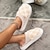 ieftine Flip-Flops de Damă-Pentru femei Papuci Pantofi Fuzzy Papuci de interior Papuci Calzi Casă Zilnic Plisat Căptușiți Set de asortare pantofi și genți Toc Drept Casual Confortabili minimalism Material elastic Loafer Alb