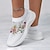 cheap Graphic Print Shoes-Women&#039;s Floral Graphic Printed Rhinestones Soft and Lightweight Slip-on Flying Woven Sneakers
