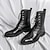 billige Dress Boots-Herre Støvler Sykkelstøvler Combat-boots Retro Gange Fritid Daglig Lær Bekvem Ankelstøvler Snøring Svart Brun Vår Høst