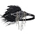 cheap Historical &amp; Vintage Costumes-Feather Flapper Headpiece Black Rhinestone 1920s Headband the Great Gatsby Hair Accessories