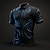 cheap Men&#039;s Button Up Polos-Optical Illusion Line Men&#039;s Vintage 3D Print Outdoor Daily Wear Streetwear Polyester Short Sleeve Turndown Polo Shirts Blue Purple Autumn / Fall S M L Lapel Polo