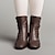 halpa Nilkkasaappaat-Naisten Bootsit Nappikaappaat Bullock kengät Pluskoko Juhla ulko- Päivittäin Yhtenäinen väri Talvi Kitten-korko Tyylikäs Vintage Muoti PU Nauhat Musta Valkoinen Ruskea