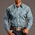 cheap Men&#039;s Western Shirts-Stripe Vintage western style Men&#039;s Shirt Western Shirt Outdoor Street Casual Daily Fall &amp; Winter Turndown Long Sleeve Blue khaki S M L Shirt