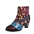 cheap Ankle Boots-Women&#039;s Boots Print Shoes Combat Boots Plus Size Outdoor Daily Floral Color Block Booties Ankle Boots Winter Cone Heel Round Toe Comfort PU Zipper Dark Brown Blue Purple