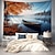 cheap Landscape Tapestry-Landscape Lake Wooden Boat Hanging Tapestry Wall Art Large Tapestry Mural Decor Photograph Backdrop Blanket Curtain Home Bedroom Living Room Decoration