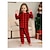 ieftine Pijamale-Familie Uite Pijamale Bumbac Plisat Pijamale în carouri Școală Imprimeu Roșu-aprins Manșon Lung Ținute pentru Mami și Eu Activ Tinute potrivite