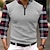 cheap Men&#039;s 3D Zipper Polo-Plaid Men&#039;s Business 3D Print Zip Polo Outdoor Casual Daily Streetwear Polyester Long Sleeve Zip Polo Shirts Black Wine Fall &amp; Winter S M L Micro-elastic Lapel Polo