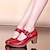 preiswerte Schuhe für Standardtanz und Modern Dance-Damen Tanzschuhe Charakterschuhe Square Dance Stilvoll Plattform Starke Ferse Runde Zehe Schnalle Schwarz Weiß Rot