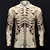 cheap Men&#039;s Button Up Polos-Skeleton Men&#039;s Abstract 3D Print Outdoor Casual Daily Streetwear Halloween Polyester Long Sleeve Turndown Polo Shirts Brown Khaki Fall &amp; Winter S M L Micro-elastic Lapel Polo