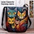 cheap Graphic Print Bags-Women&#039;s Crossbody Bag Shoulder Bag Fluffy Bag Polyester Outdoor Daily Holiday Print Large Capacity Lightweight Durable Cat Character Black Red Blue