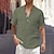 お買い得  コットンリネンシャツ-男性用 リネンシャツ サマーシャツ ビーチシャツ ライトブルー ブラック グリーン 半袖 純色 スタンド ストリート 日常 衣類