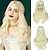 abordables Pelucas sintéticas de moda-Pelucas blancas para mujeres Peluca blanca de 26 pulgadas de largo peluca sintética parte media peluca ondulada blanca de aspecto natural para uso diario peluca cosplay de halloween pelucas de fiesta
