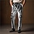 baratos calça masculina estampada em 3d-Esqueleto Punk Abstracto Homens Impressão 3D Calças Ao ar livre Rua Vestir para trabalhar Halloween Poliéster Preto Branco cáqui S M L Alto Elasticidade Calça