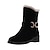 cheap Snow &amp; Winter Boots-Women&#039;s Boots Snow Boots Winter Boots Party Outdoor Daily Solid Color Fleece Lined Mid Calf Boots Booties Ankle Boots Winter Block Heel Round Toe Vacation Vintage Fashion Suede Buckle Black Red Brown