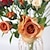 abordables Flores artificiales y floreros-1 ramo de 5 cabezas de flores de rosas de seda artificiales, ramo de flores falsas de tallo largo, decoraciones de boda para fiesta en casa diy